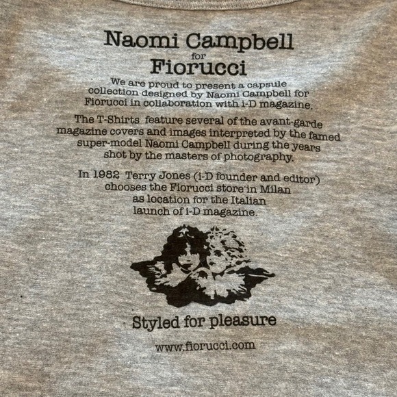Fiorucci x Naomi Campbell Crewneck Gray Cotton Shirt Womens Size Small - Picture 6 of 9